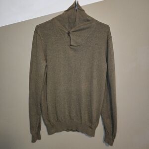 J. Crew Men's High Neck Longsleeve Top Olive Green Size Small Preppy Dressy